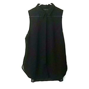 Attention sheer black button up tank
